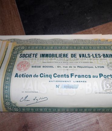 Lot 10 Actions de 500 francs au Porteur en 2 lots 1927-1931