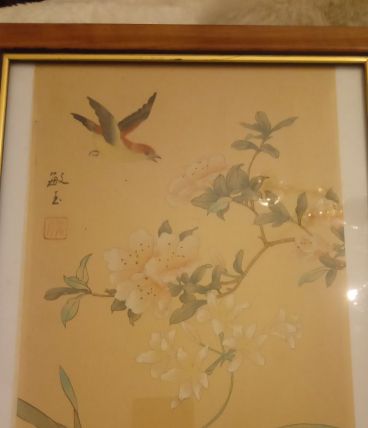 Tableau aquarelle vintage signé 