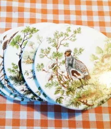 set de 6 dessous de verre en céramique vintage