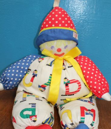 ANCIENNE PELUCHE ALPHABET COROLLE CLOWN