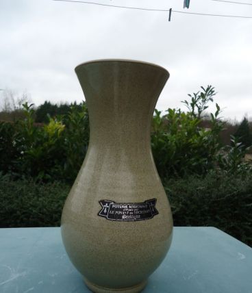 Vase en gré signé Poterie régionale en Bretagne (le Ponant  