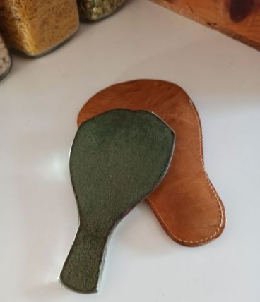 Miroir à main Vintage, pochette cuir année 30/40