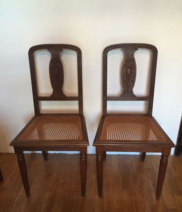 Paire de chaises art déco cannées