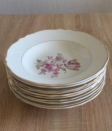 Assiettes creuses anciennes à fleurs