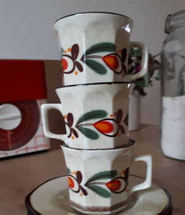Lot de 3 tasses et sous tasses weidmann