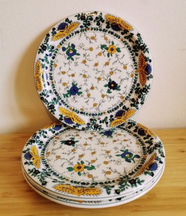 3x assiettes porcelaine d'Auteuil décor Bastide
