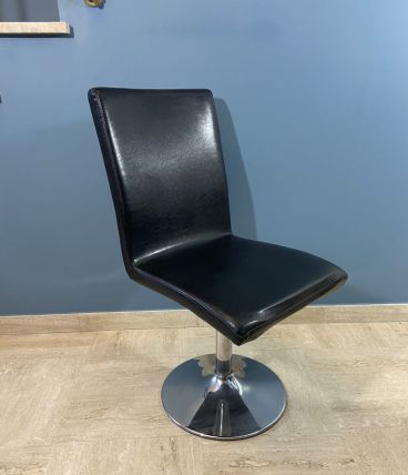 Chaise design pied tulipe chrome et skaï