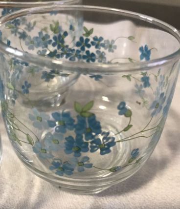 9 verres à eau myosotis veronica fleurs bleues