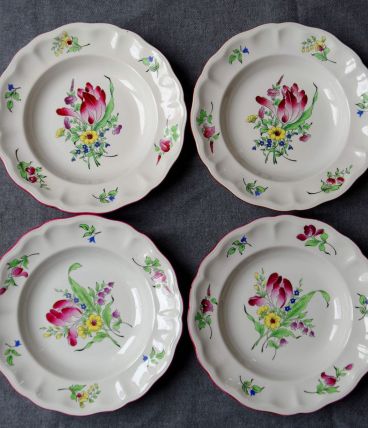 Lot 4 assiettes anciennes Luneville Réverbère 