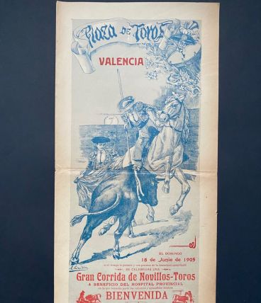 Exceptionnelle Affiche ancienne Corrida 1905 Valencia