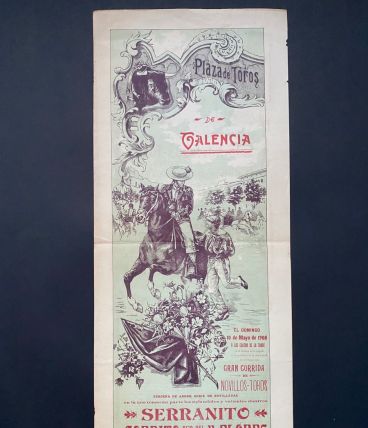 Exceptionnelle Affiche ancienne Corrida 1908 Valencia
