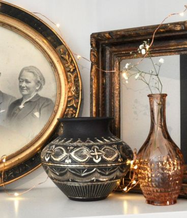  Pot en laiton, marron et doré