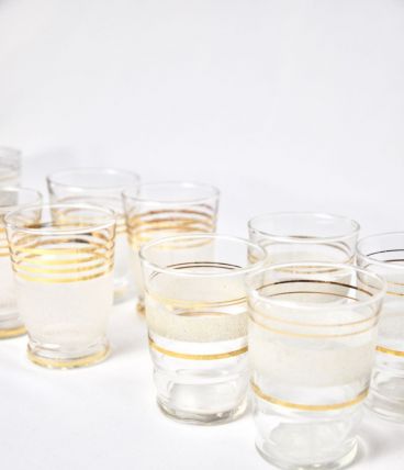 Lots de 12 verres lignes dorées