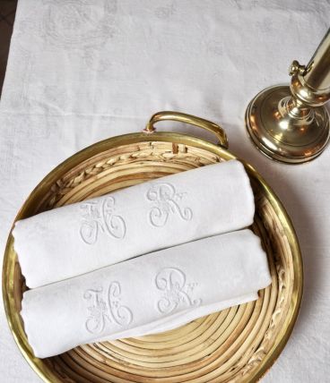 Plateau en osier et cuivre