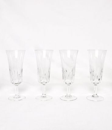 6 flutes à Champagne en verre 