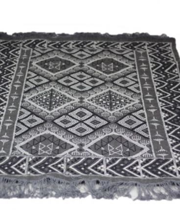 Tapis kilim fait main en laine gris