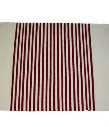 Tapis kilim fait main en laine blanc et rouge