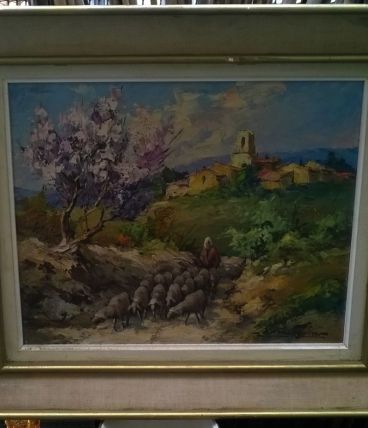 Tableau de Fortuné Car "scène pastorale" 