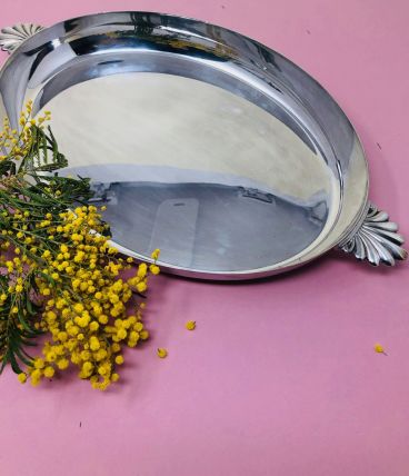 Plat de service métal argenté - Four ok