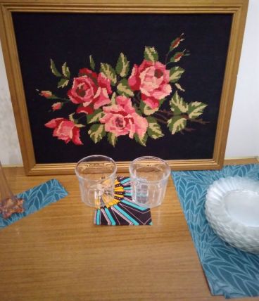 Soliflore vintage rose orangé pied en étoile