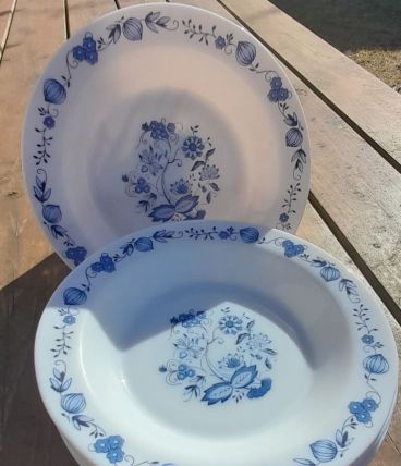 6 assiettes creuses Arcopal, modèle Aster pour Antar