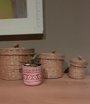 3 boîtes gigognes en fibre naturelle tressée