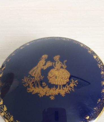 Bonbonnière Véritable Bleu de Four Porcelaine Goumot-Labesse