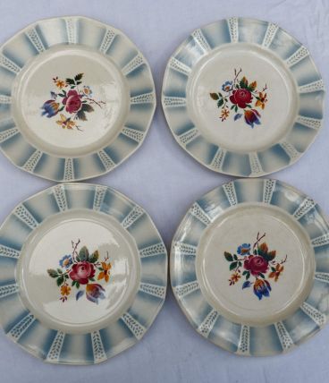 Lot 4 assiettes plates Sarreguemines "Claude"