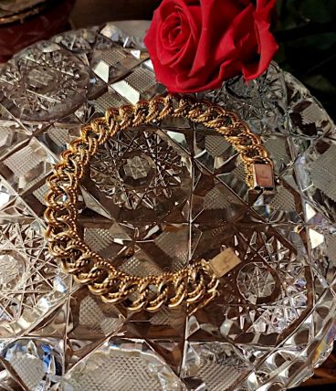 Bracelet Gourmette Vintage plaqué or 18 cts joaillier MURAT