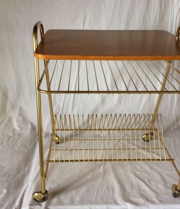 table desserte porte-vinyles et platine vintage