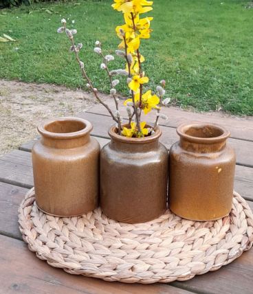 3 petits pots ou vases en gres emaillé
