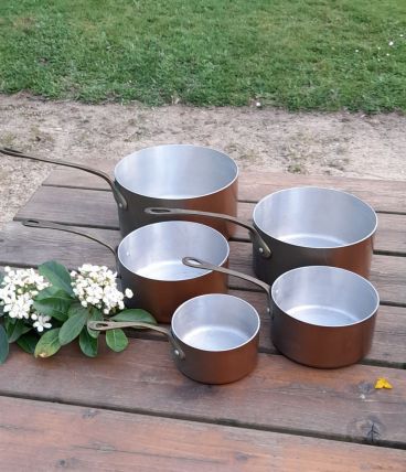 5 casseroles anciennes cuivre et etain
