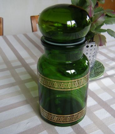 Pot  bocal verre vert Vintage 60'S
