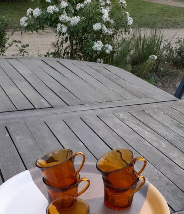 5 tasses café en verre ambré duralex, France