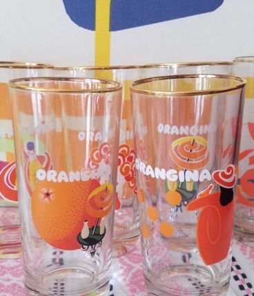 SERIE VINTAGE DE 6 VERRES "ORANGINA"
