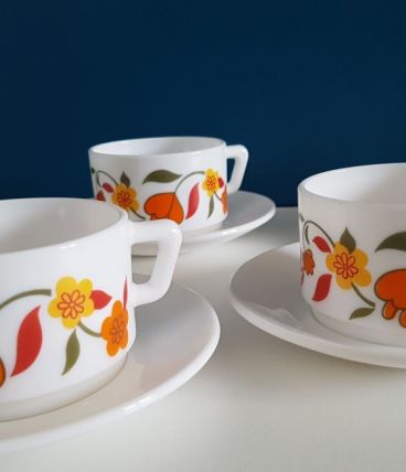 4 tasses et sous-tasses Arcopal