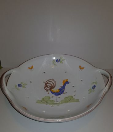 Plat égouttoir en faïence La Chapelle des Pots décor Coq
