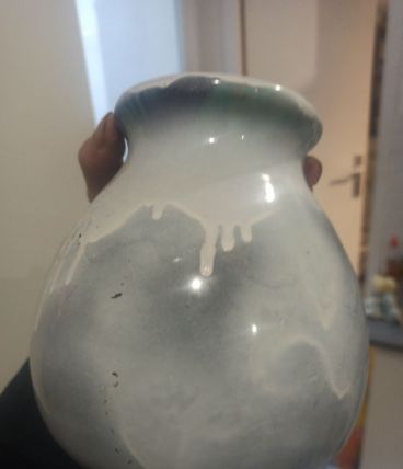 Vase céramique signé à la main Pierrefonds numéroté 555