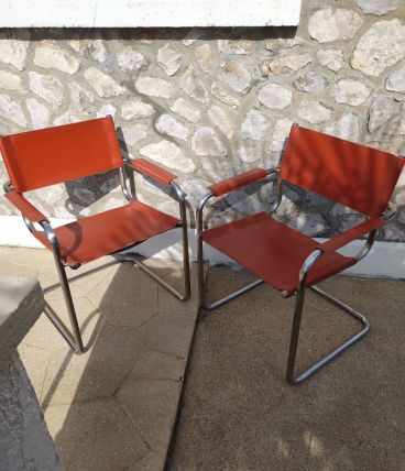 Paire de Fauteuils année 70 design esprit du b34 breuer