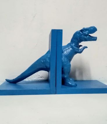 Serre livres dinosaure bleu, t-rex  bleu