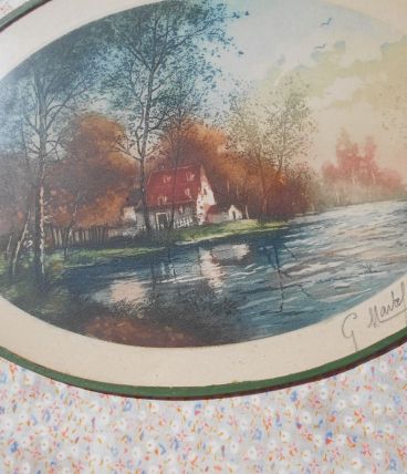 tableau pastel g martel 19 eme paysage tbe 