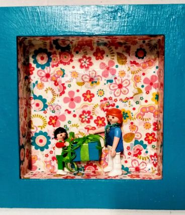 Cadre Playmobil turquoise, personnalisable, cadeau