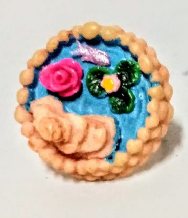 Bague réglable, étang de fée, lotus et poisson roses