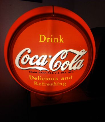 rare, introuvable, lampe coca /Cadillac façades verre 