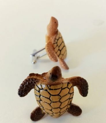 Boutons de manchette tortue tropicale, aquatique