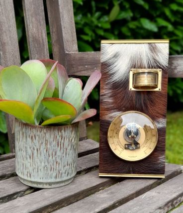 Baromètre/thermometre vintage,decor peau de bête 