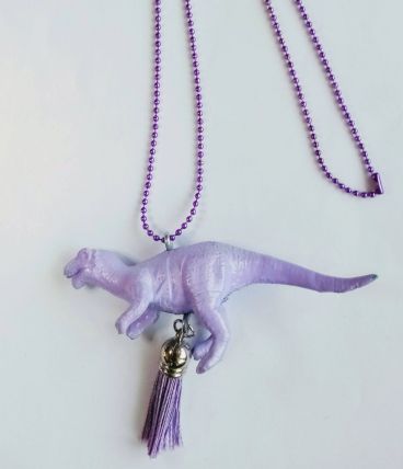 Collier dinosaure parme, Raptor, fille et garçon