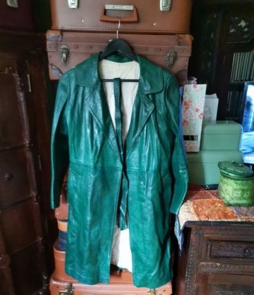 Veste 3/4 cuir vert