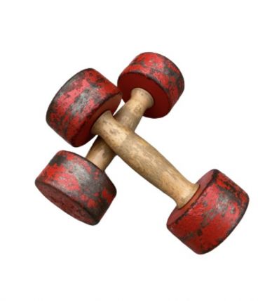 Paire d’haltères vintage 1970 2x 2 kg fonte &amp; bois