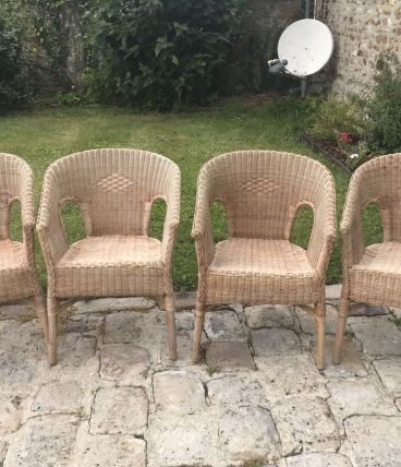 4 Fauteuils Rotin